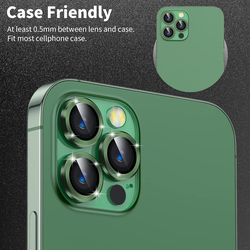 Apple iPhone 13 Pro/13 Pro Max 2022 HD Tempered Glass Premium Aluminium Alloy Camera Lens Protector, Green