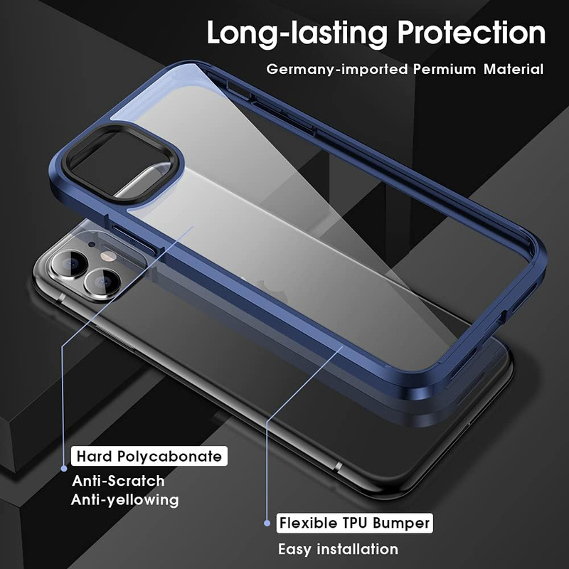 X-Level Apple iPhone 11 6.1-Inch Shockproof Transparent Slim Hard PC Back TPU Bumper Drop Protection Protective Mobile Phone Case Cover, Blue/Clear