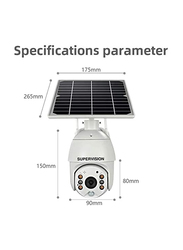 Supervision 4g 5MP Sim Card Solar PTZ Outdoor Solar Camera with Wi-Fi & Sim Card, White