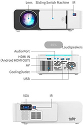 Portable Smart Mini Projector, White