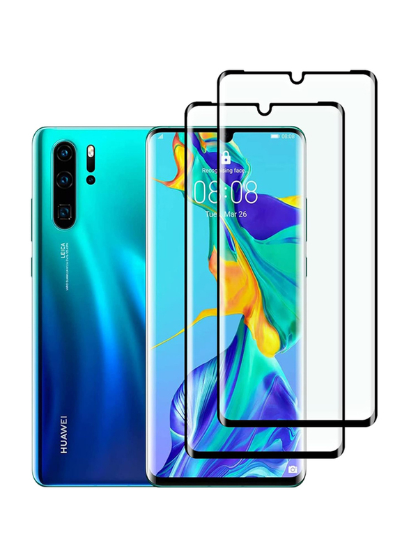 

Generic Lctong 2-Piece Huawei P30 Pro 3D Curved 9H Hardness Anti-Scratch Fingerprint Unlock Full Coverage Tempered Glass Screen Protector, Clear