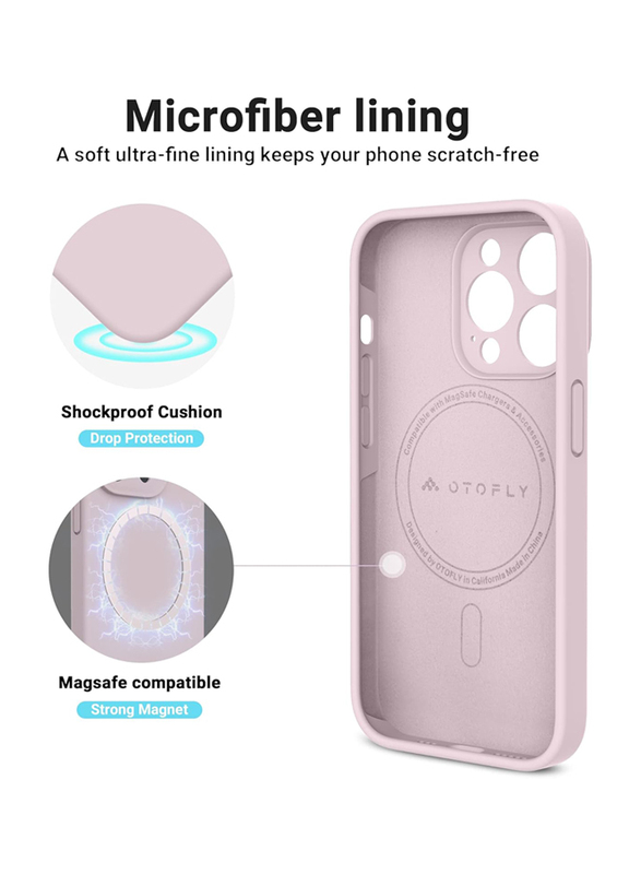 Otofly Apple iPhone 14 Pro Max Magnetic MagSafe Shockproof Silicone Mobile Phone Case Cover, Chalk Pink