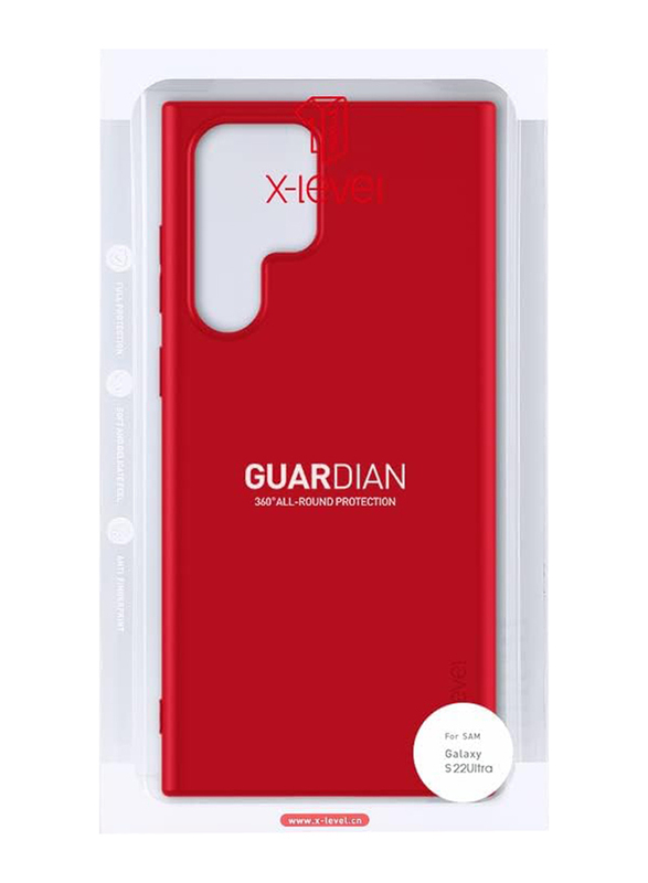 X-Level Samsung Galaxy S22 Ultra Ultra-Thin Slim Fit Soft TPU Guardian Series Light Protective Matte Finish Coating Mobile Phone Case Cover, Red