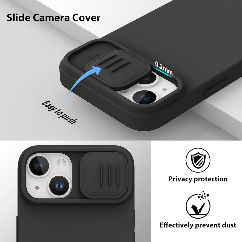 Nillkin Apple iPhone 14 Cam Shield Silky Magnetic Silicone Mobile Phone Case Cover, Black