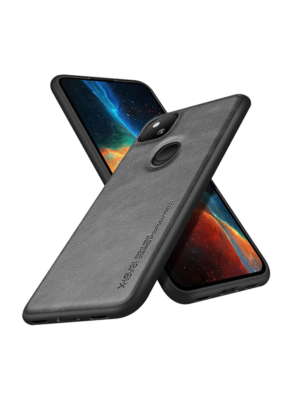 X-level Google Pixel 4a Anti-Scratch Premium Leather Soft TPU Bumper Shockproof Protective Mobile Phone Cover Case, Grey