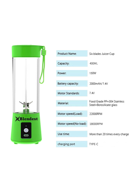 Blendest 400ml Portable Juicer, 150W, Green