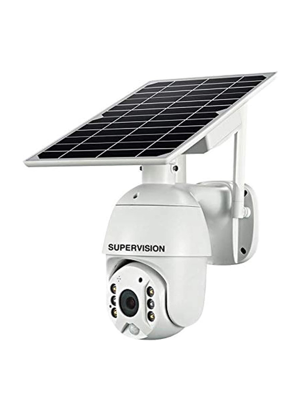 Supervision 4g 5MP Sim Card Solar PTZ Outdoor Solar Camera with Wi-Fi & Sim Card, White