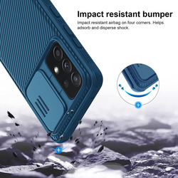 Nillkin Samsung Galaxy A52 5g Anti-Drop Slim Stylish Sliding Camera Protector Mobile Phone Case Cover, Blue