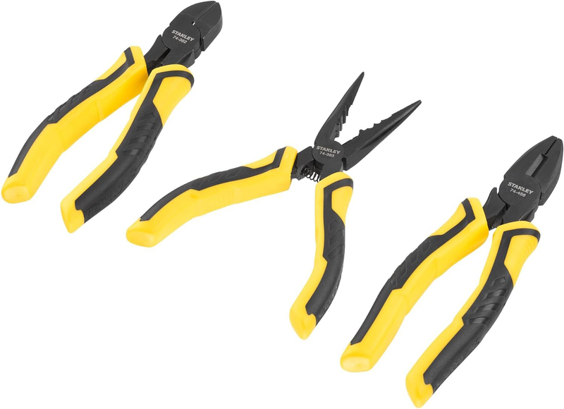 Stanley 3-Piece Control Grip Plier Set, STHT0-75094, Black/Yellow