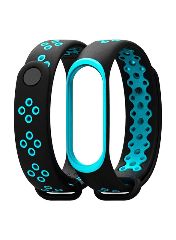 

Mijoas Silicone Wristband Strap for Xiaomi Mi Band 3, Light Blue/Black