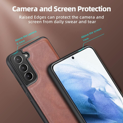 X-Level Samsung Galaxy S21 Fe Premium PU Leather Business Design Shockproof Anti-Scratch Mobile Phone Case Cover with Soft Edge, Brown