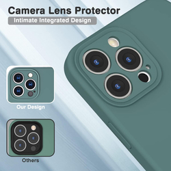 Apple iPhone 13 Pro 6.1-inch 2021 Silicone Slim Thin Durable Liquid Gel Rubber Mobile Phone Case Cover with Integrated Camera Lens Protector, Pine Green