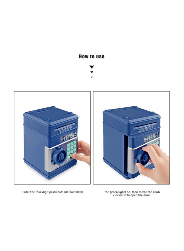 Electronic Password Piggy Bank Mini ATM Cash Coin Money Box for Children Boys & Girls, Blue