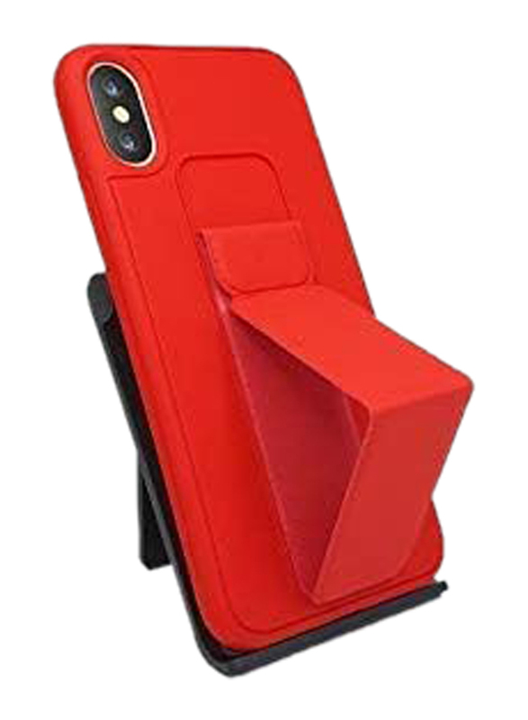 Apple iPhone X/XS Magnetic Foldable Strap Mobile Phone Case Cover, Red