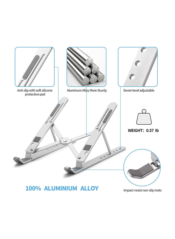 Adjustable Aluminium Laptop Stand, Silver