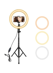 Eleadsouq Ring Light 10-Inch with Tripod Stand & Phone Holder, Black