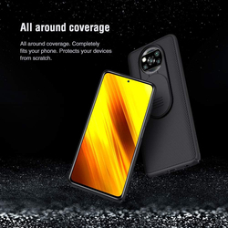 Nillkin Xiaomi Poco X3 Slim Stylish Slip Shockproof Protective NFC Case Cover with Slide Camera Cover, Black