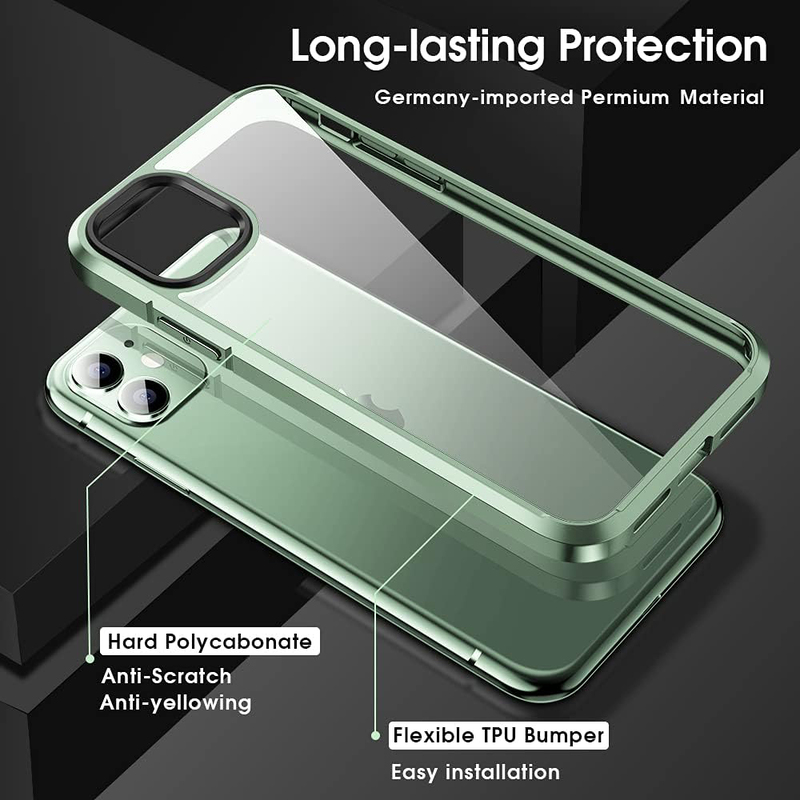 X-Level Apple iPhone 11 6.1-Inch Anti-Yellowing Scratch Resistant Heavy Duty Shockproof Protective Mobile Phone Case Cover, Green/Clear