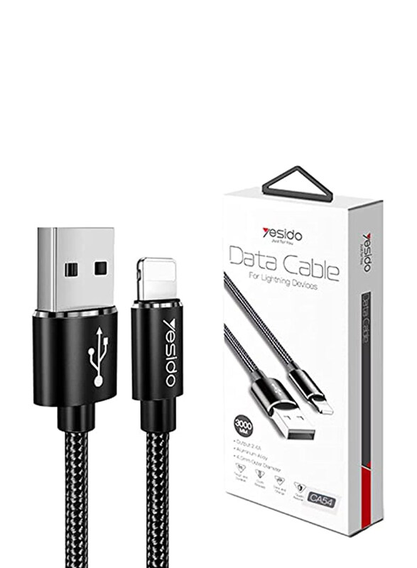 

Yesido 0.3-Meter Lightning Data Cable, USB Type A to Lightning for Smartphones/Tablets, Black