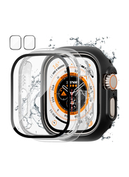 Bumper Case with Tempered Glass Screen Protector for for Apple Watch Ultra 49mm, 4 Pieces, Black/Clear