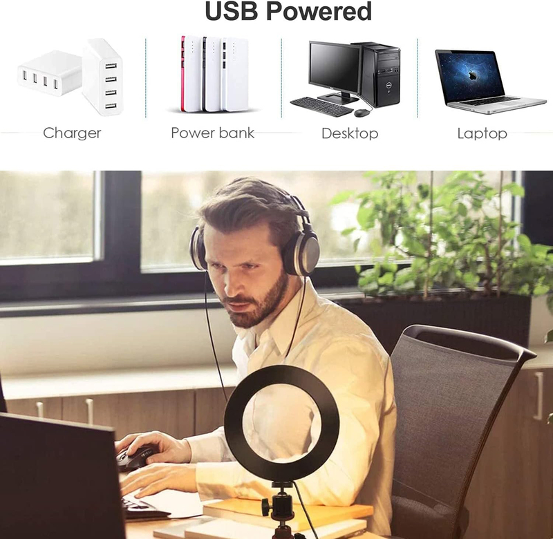 Trands Desktop LED Selfie Ring Light Stand, Black