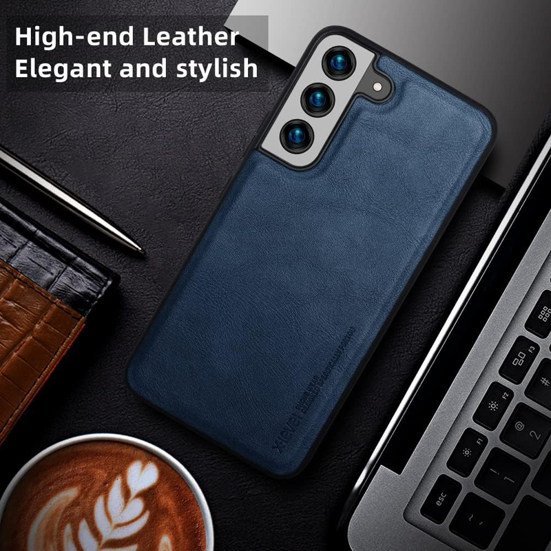 X-level Samsung Galaxy S22 Plus 5G Anti-Scratch Premium PU Leather Soft TPU Bumper Shockproof Protective Mobile Phone Case Cover, Blue