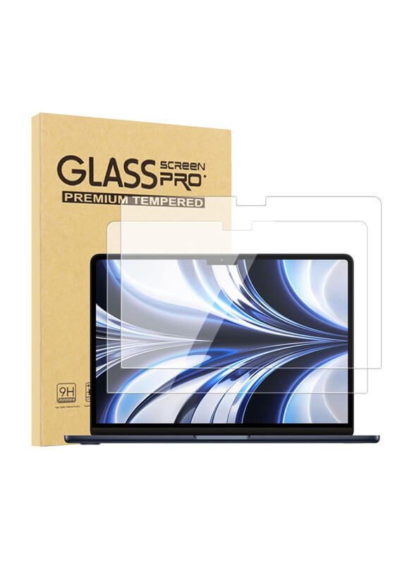 Tempered Glass Screen Protector for Apple MacBook Air 13.6-inch, 2 Pieces, Clear