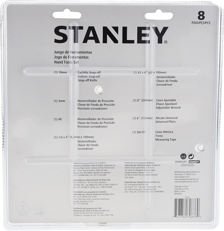 Stanley 8-Piece Hand Tools Set, 70-876, Multicolour