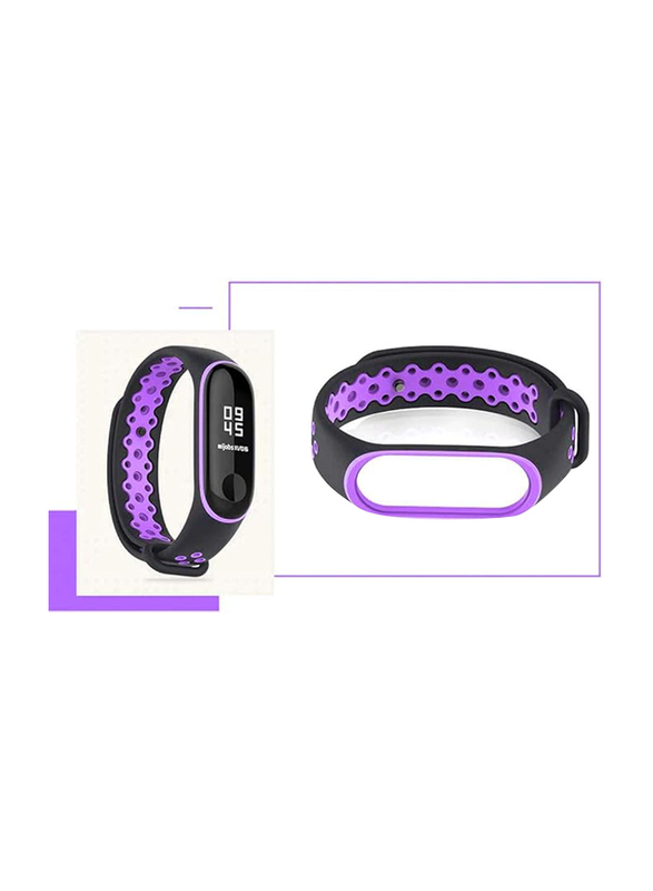 Mijoas Silicone Wristband Strap for Xiaomi Mi Band 3, Purple/Black