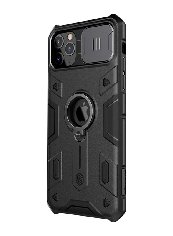 Nillkin Apple iPhone 11 Pro Mobile Phone Case Cover with Slide Camera Cover & Ring Stand Holder, Black