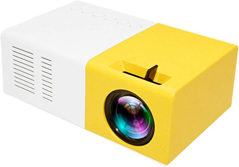 Mini Pocket LED Projector Portable with Remote, White/Yellow