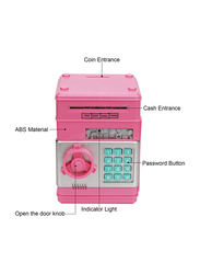 Adevena Mini ATM Password Electronic Money Bank Cash Coins Saving Box for Kids, Ages 6+, Pink