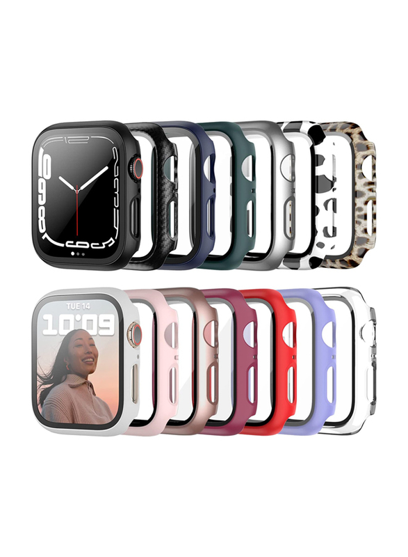 JZK Hard PC Full Coverage Slim Guard Bumper HD Ultra-Thin Case with Tempered Glass Screen Protector for Apple Watch Series 3/2/1 & iWatch 38mm, 14 Pieces, Multicolour