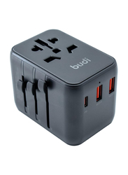 Budi 4 USB Travel Adapter, Black