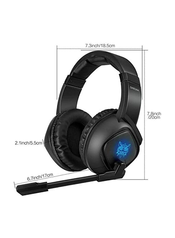 Onikuma 3.5mm 7DSurround Stereo Noise Cancellation LED Light Wired Gaming Headset with Mic, Black