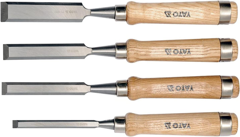 Yato 4-Piece Double Blister Card Wooden Handle Chisel Set, YT-6260, Brown/Silver