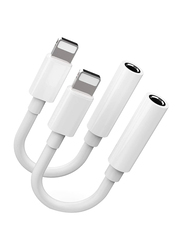 InVue 2-Pack Apple MFi Certified Aux Audio Adapter, Lightning to 3.5mm Headphone Jack for Smartphones/Tablets, White