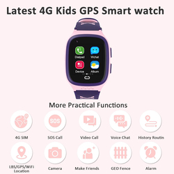 4G Kids Girls Smartwatch, GPS + Cellular, Ages 5-12, Pink