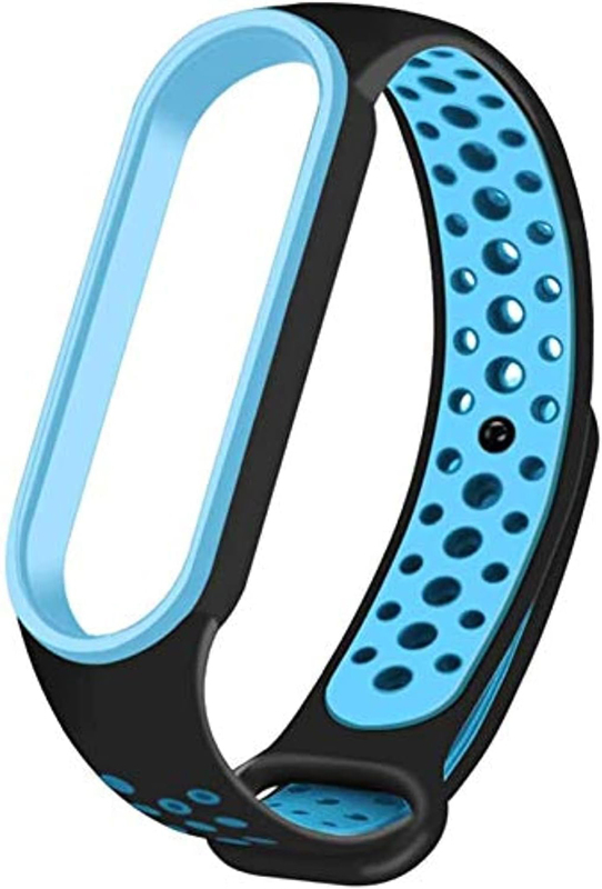 Xiaomi Newest Sports TPU Silicone Replacement Wristband for Xiaomi Mi Band 5, Black/Blue