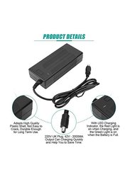 PoJu 42V 2A Power Adapter Charger with LED Charging Indicator for Xi-ao-mi Mi-jia Nine-bot M365 ES1/ES2/2S3/ES4 Electric Scooter US Plug Charger, Black