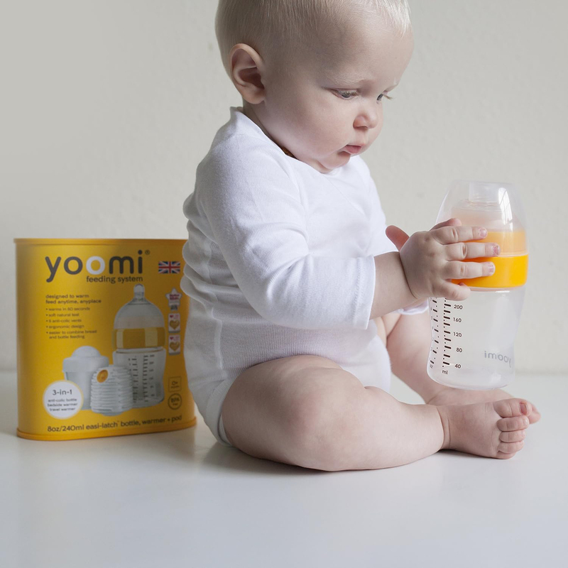 Yoomi Anti-Colic Baby Feeding Bottle, 2 x 240ml, Clear/Yellow