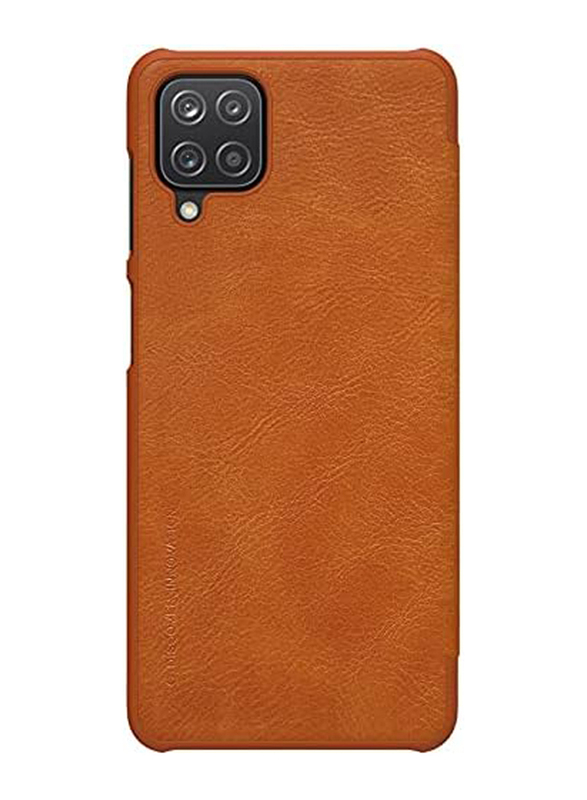 Nillkin Qin Samsung Galaxy A12 Leather Flip Mobile Phone Case Cover, Brown