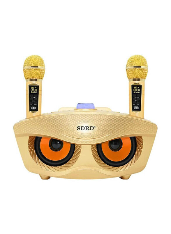 

SDRD Sd306 Plus Dual Bluetooth Karaoke Player 4.2 Speaker with 2 Wireless Microphones, Gold