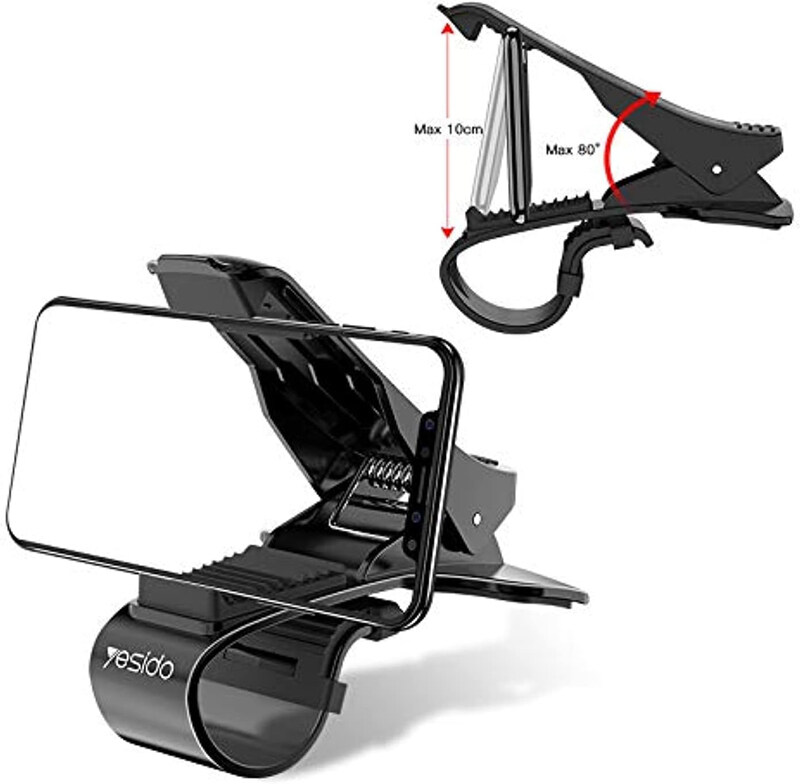 

Yesido Universal Wtech Dashboard Abs Clip Car Phone Holder Mobile Stand with Gps Adjustable View Angle, C65, Black