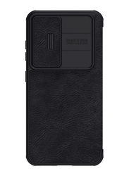 Nillkin Samsung Galaxy S23+ PU Leather Basic Mobile Phone Flip Case Cover with Slide Camera Protection and Card Holder, Black