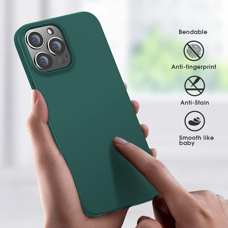 X-Level Apple iPhone 13 Pro Max 6.7-Inch 2021 Ultra-Thin Guardian Series Soft TPU Matte Finish Coating Mobile Phone Case Cover, Midnight Green