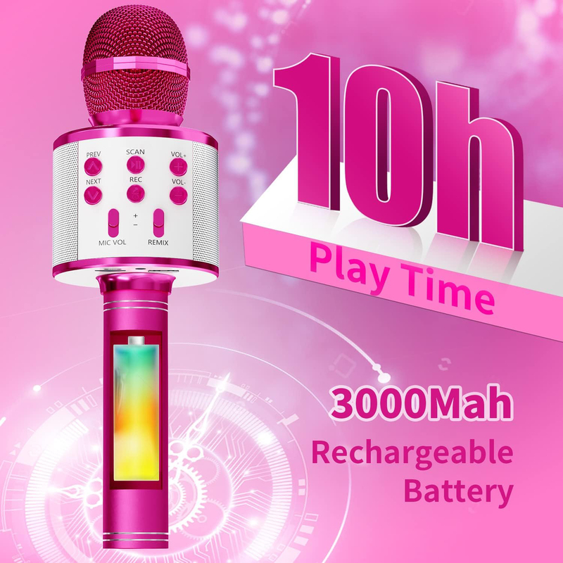 GIFTMIC Portable Handheld Karaoke Kids Singing Wireless Bluetooth Microphone for Adults for Birthday Party, Purple