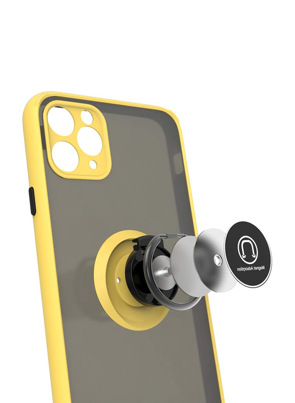 Apple iPhone 11 Pro Max Shock Absorption Anti-Scratch Anti-Yellow PC Mobile Phone Case Cover with 360°Rotating Ring Holder, Black