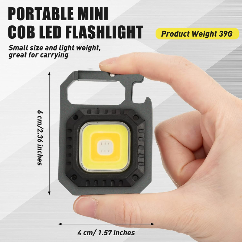 Treela 500 Lumens Bright Rechargeable Mini Flashlight with 7 Light Modes Magnetic Small Portable Pocket Keychain Light, 4 Piece, Grey