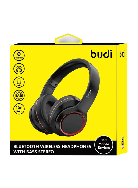 

Budi Bluetooth On-Ear Wireless Headphone with Bass Stereo, Black